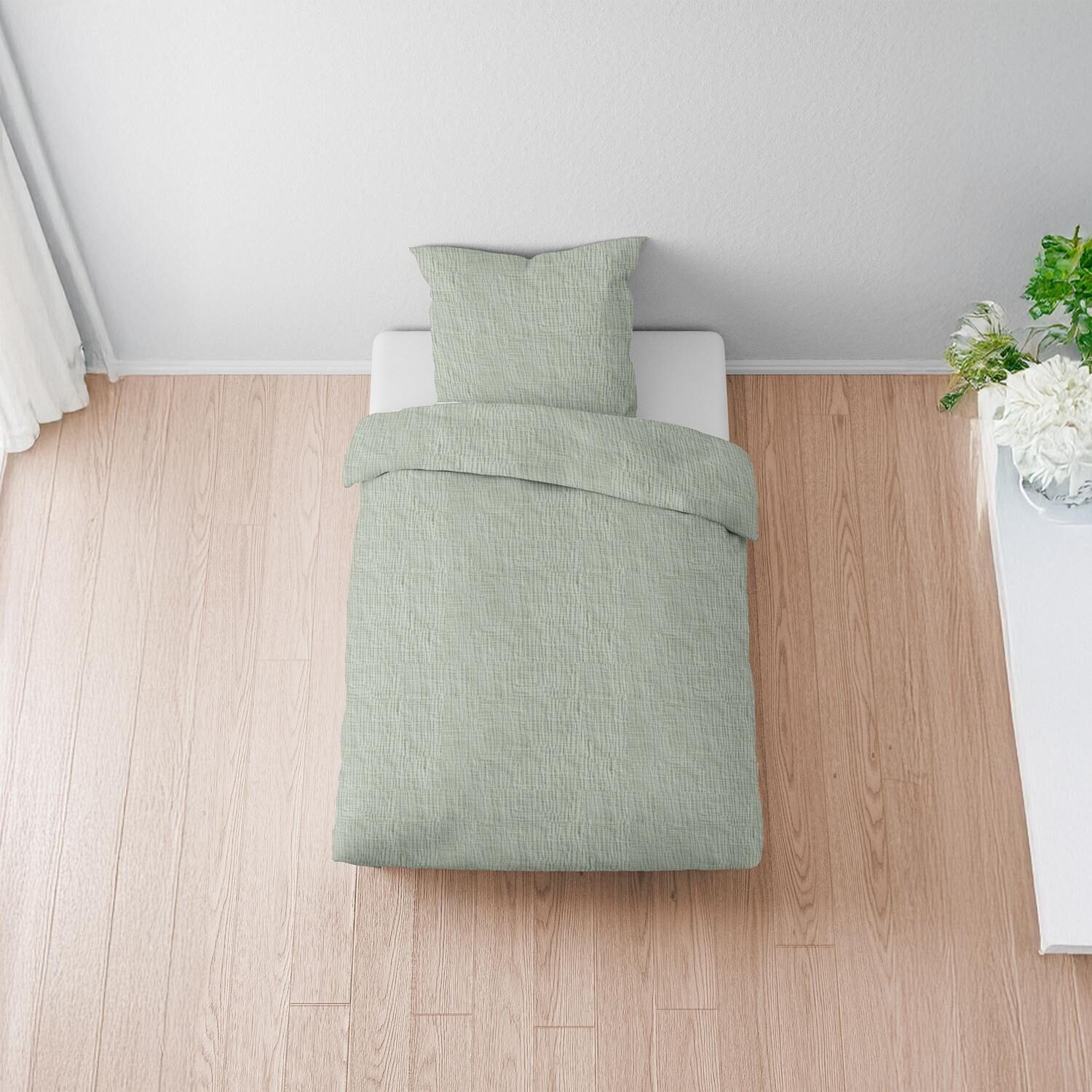 Lote de dos piezas de ropa de cama de muselina Sleezzz® verde, 155 x 220 cm + 80 x 80 cm