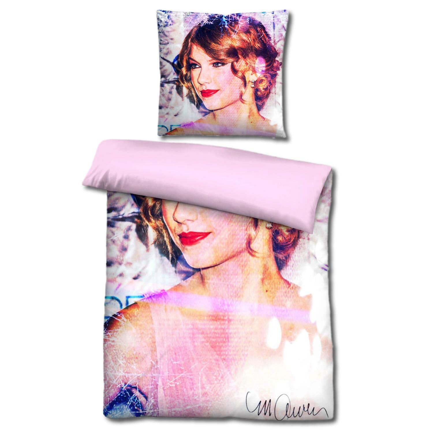 Ropa de cama reversible de microfibra Castell Taylor Swift de Sid Maurer 135 x 200 + 80 x 80 cm