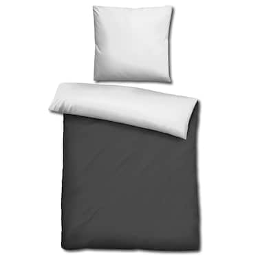 Sleezzz® Renforcé reversible bed linen dark gray/white 135 x 200 + 80 x 80 cm