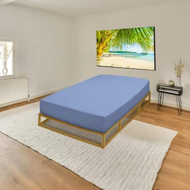 Juego de 4 sábanas bajeras CloudComfort Basic jersey stretch azul 180 x 190 - 200 x 200 cm (4 piezas)