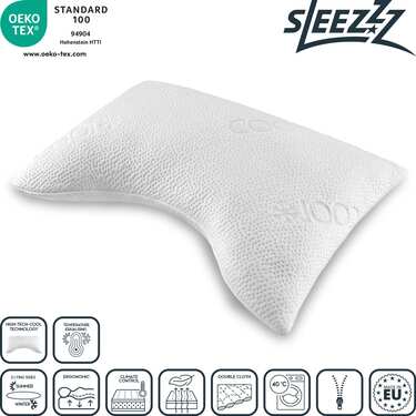 2 x Sleezzz® Almohada cervical de espuma de gel frío 40 x 60 x 16 cm