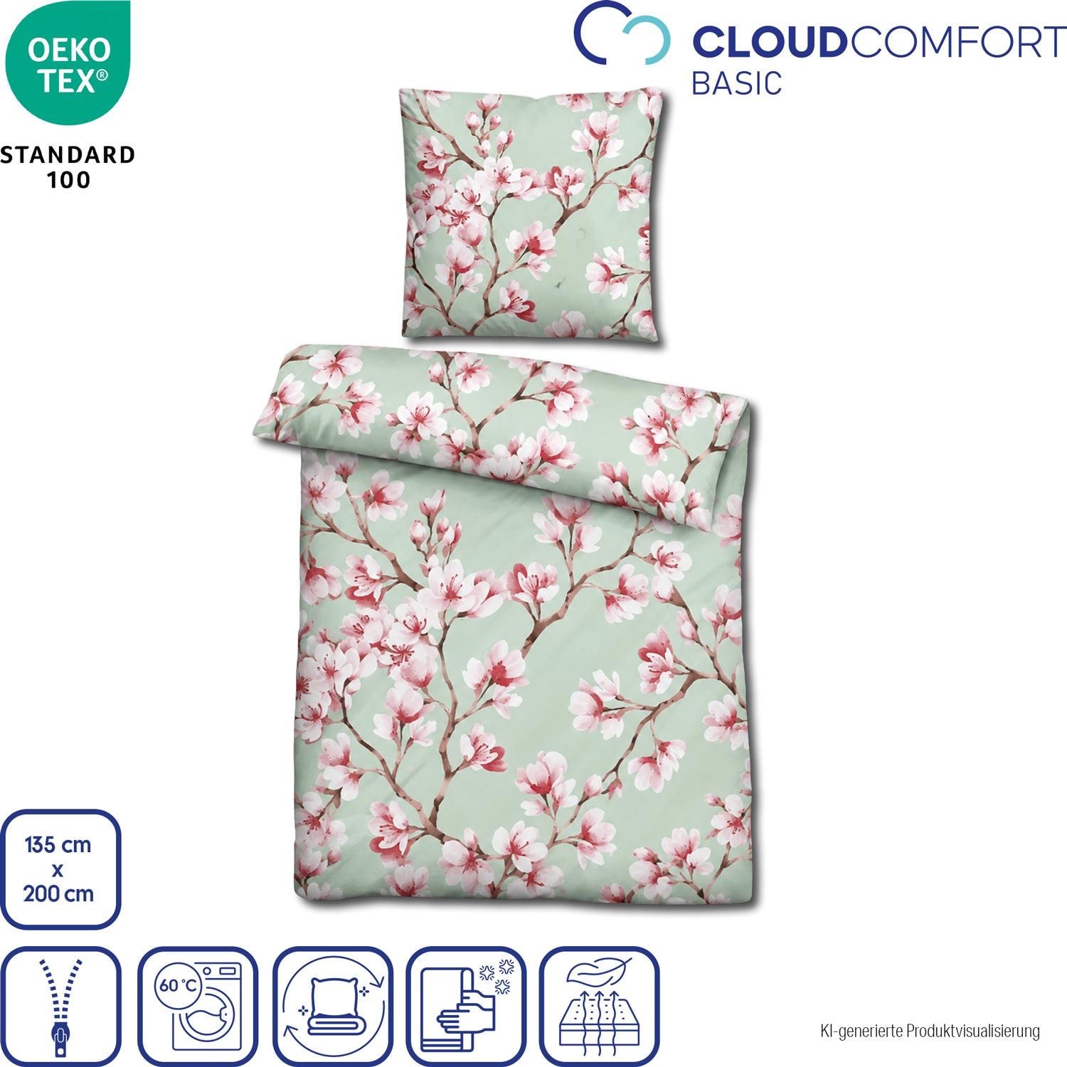 Juego de cama Cloud Comfort de satén Mako, 135 x 200 cm + 80 x 80 cm