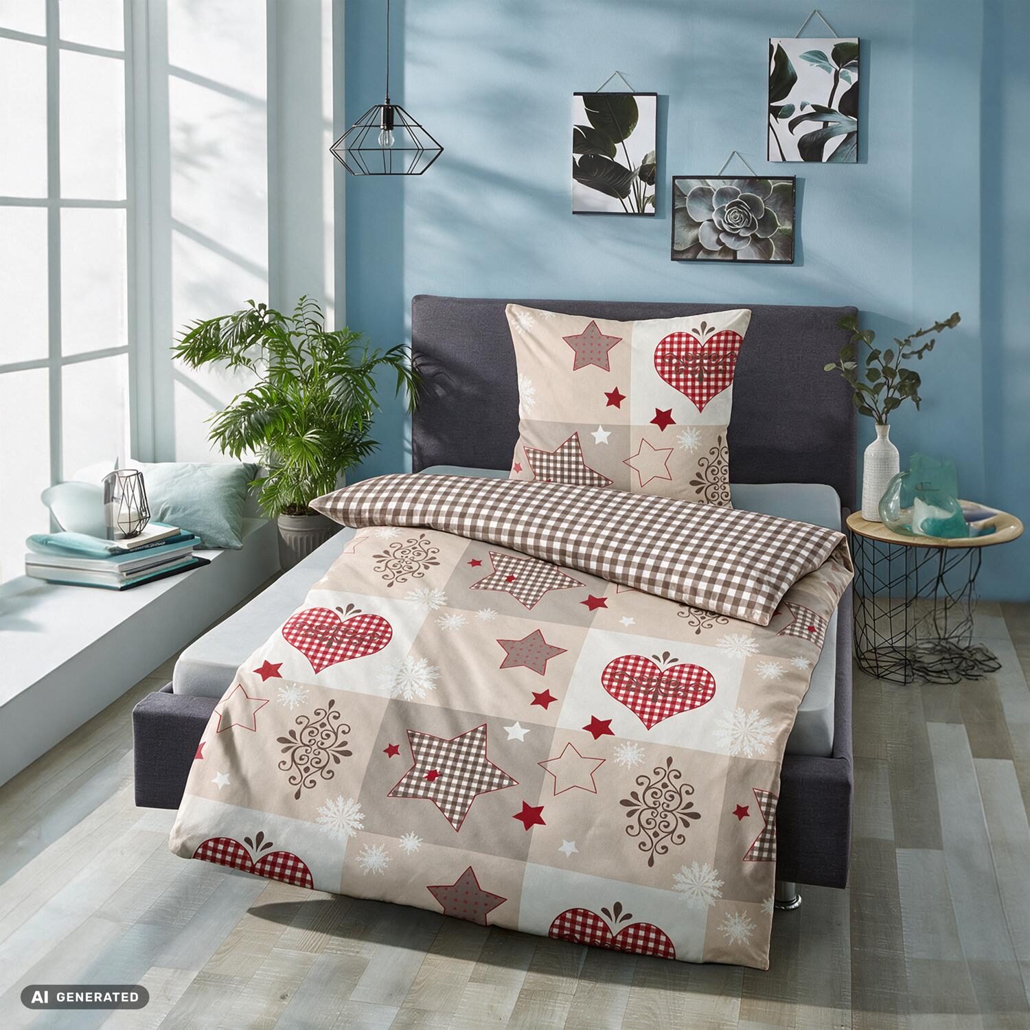 Juego de dos piezas de ropa de cama de franela de polialgodón, 140 x 200 cm + 70 x 90 cm
