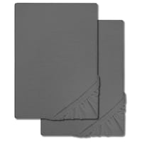 Sábana bajera jersey gris oscuro 90 x 190 - 100 x 200 cm de algodón 100% orgánico paquete doble