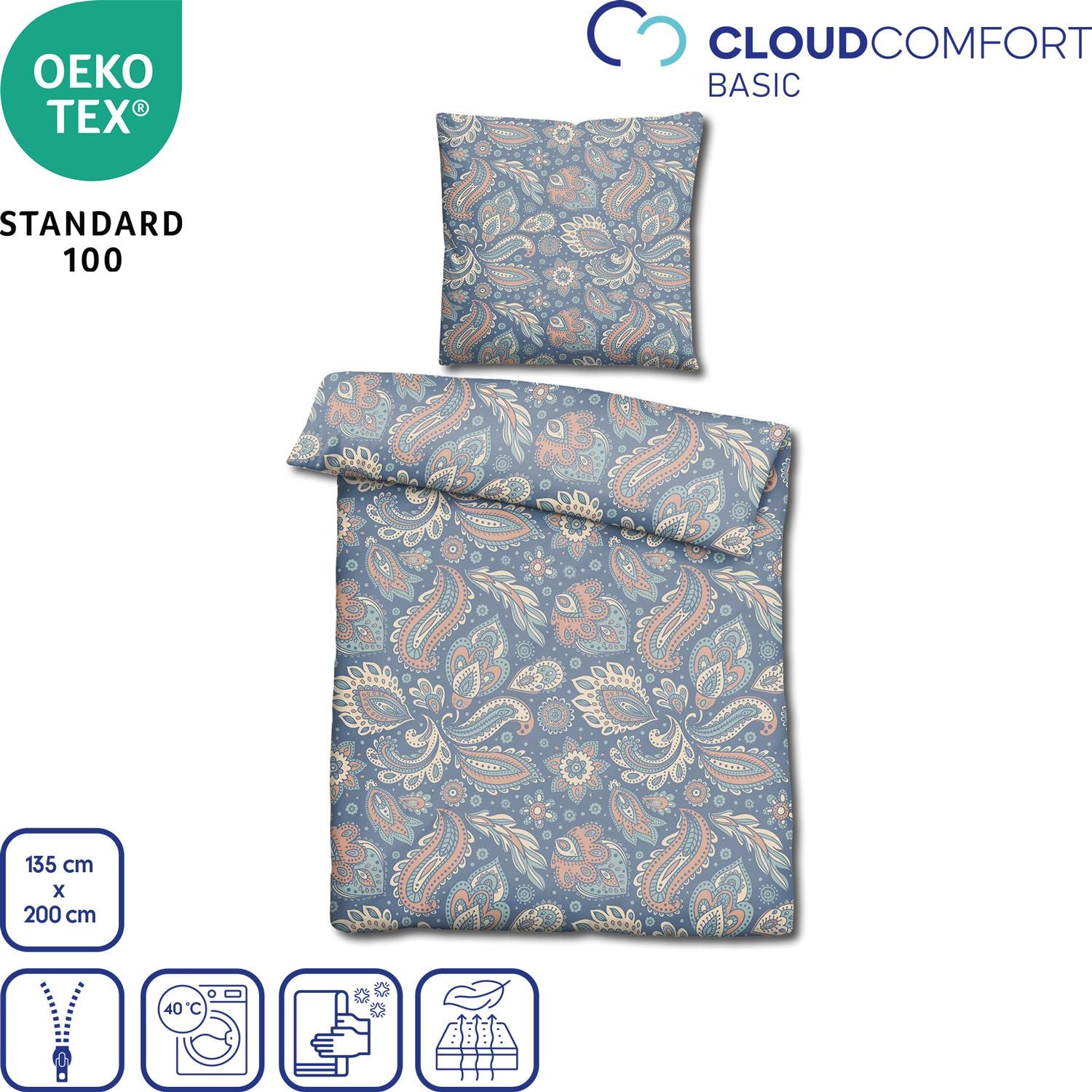 Features as icons – CloudComfort Basic microfiber bed linen paisley 135 x 200 + 80 x 80 cm
