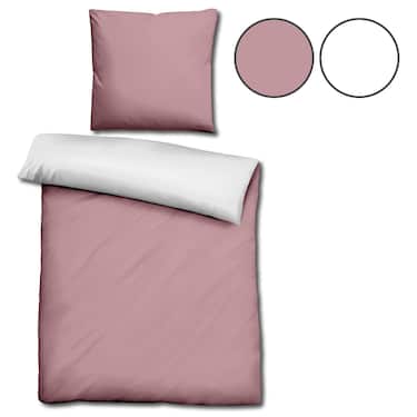 Double pack Sleezzz® Renforcé reversible bed linen rosé/white 135 x 200 + 80 x 80 cm