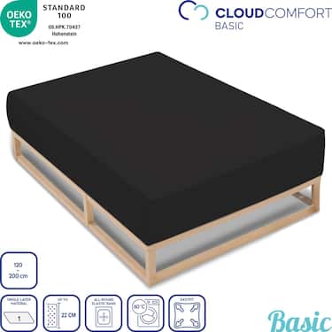 CloudComfort Basic fitted sheet jersey stretch black 120 x 200 cm