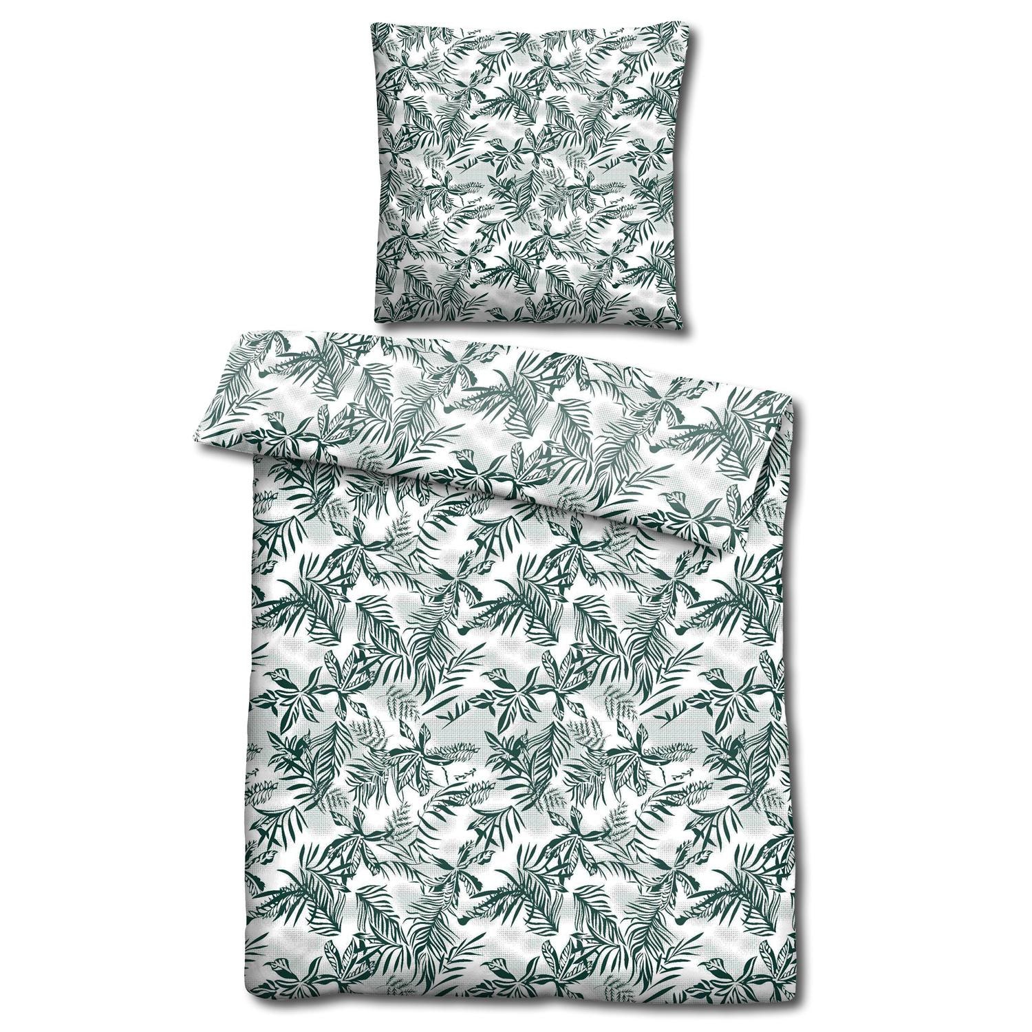 CloudComfort Basic microfiber bed linen green leaves 135 x 200 + 80 x 80 cm