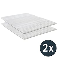 Topper de espuma confort de 2,5 cm 90 x 200 cm con acolchado ondulado y gomas en las esquinas, paquete doble (2 piezas)