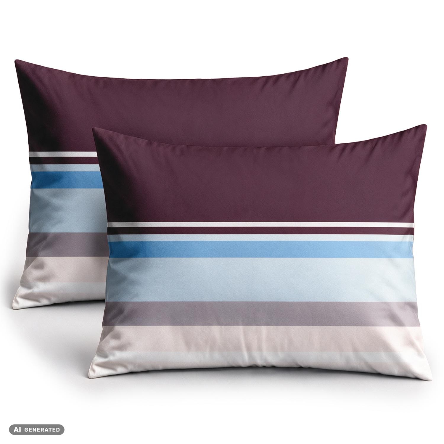 Funda de almohada de algodón CloudComfort Basic, a rayas rojas y azules, juego de 2 unidades, 70 x 90 cm