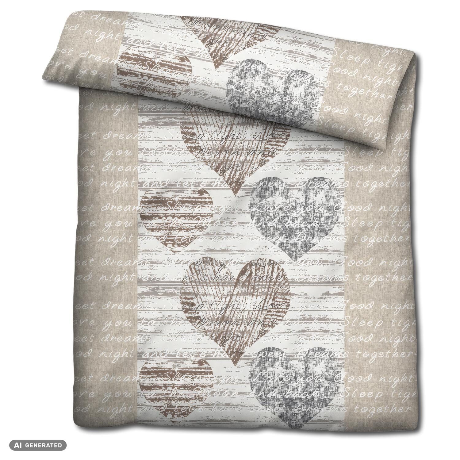 Juego de cama de microfibra CloudComfort Basic con motivos de corazones, 135 x 200 + 80 x 80 cm