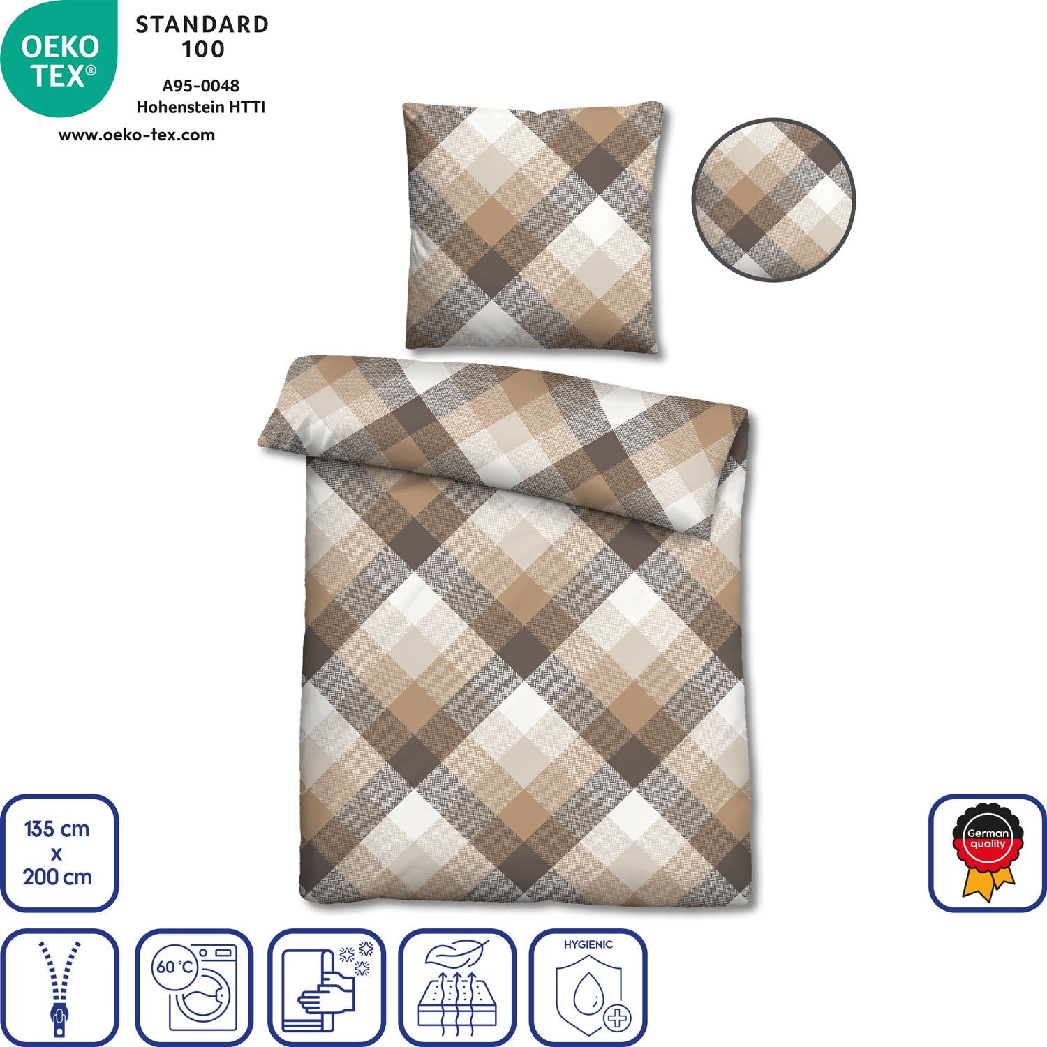 Features as icons – Double pack Castell cotton satin bed linen 135 x 200 cm + 80 x 80 cm