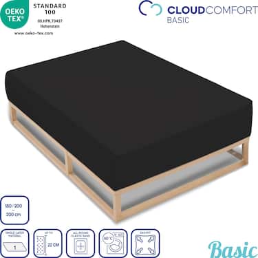 Doppelpack CloudComfort Basic Spannbettlaken Jersey-Stretch schwarz 180 x 190 - 200 x 200 cm (2 Stück)