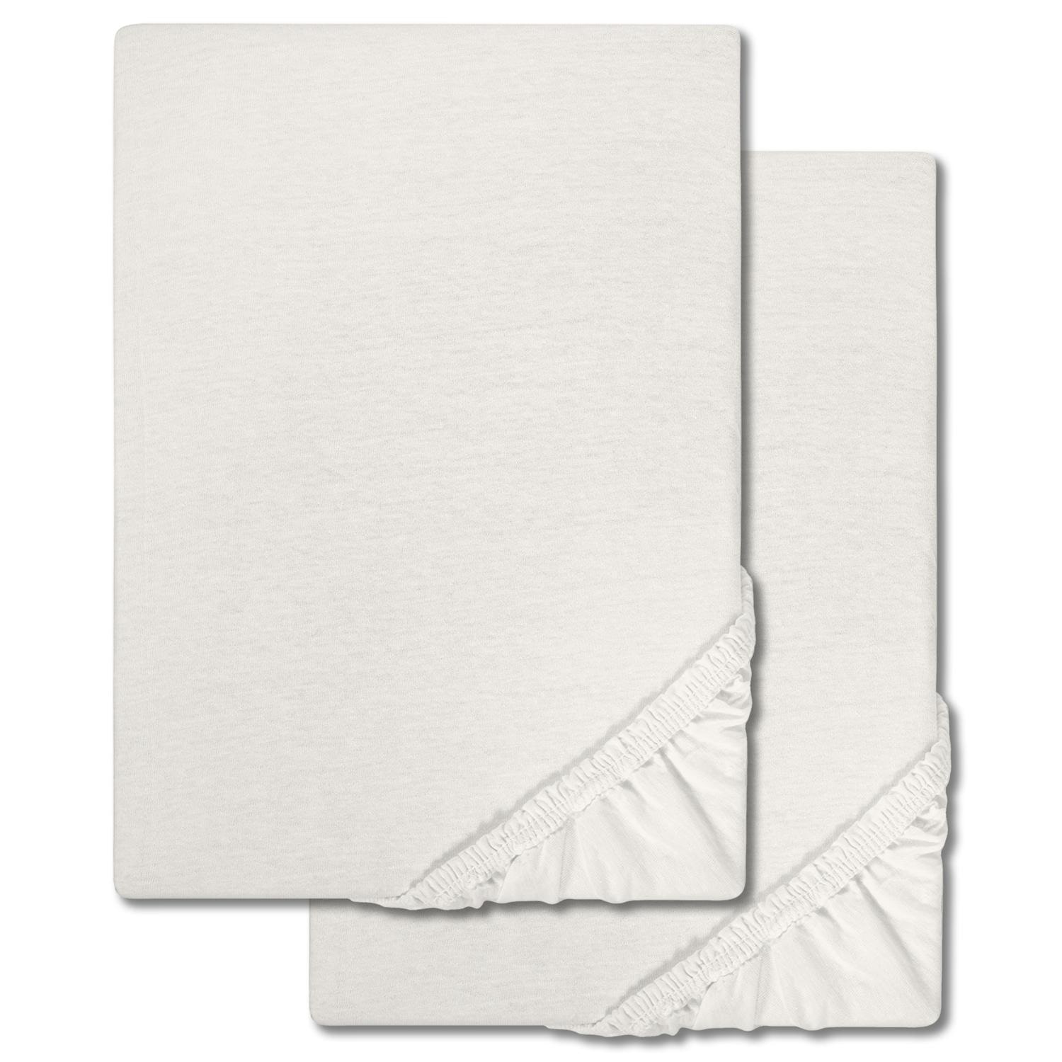 Juego de dos sábanas ajustables de algodón Castell Jersey, blancas, 140 x 190 - 150 x 200 cm