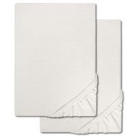 Juego de dos sábanas ajustables de algodón Castell Jersey, blancas, 140 x 190 - 150 x 200 cm
