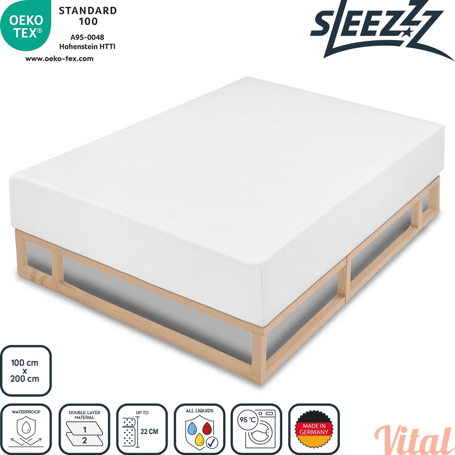 Sleezzz Vital waterproof molleton fitted sheet with antibacterial silver finish 100 x 200 cm