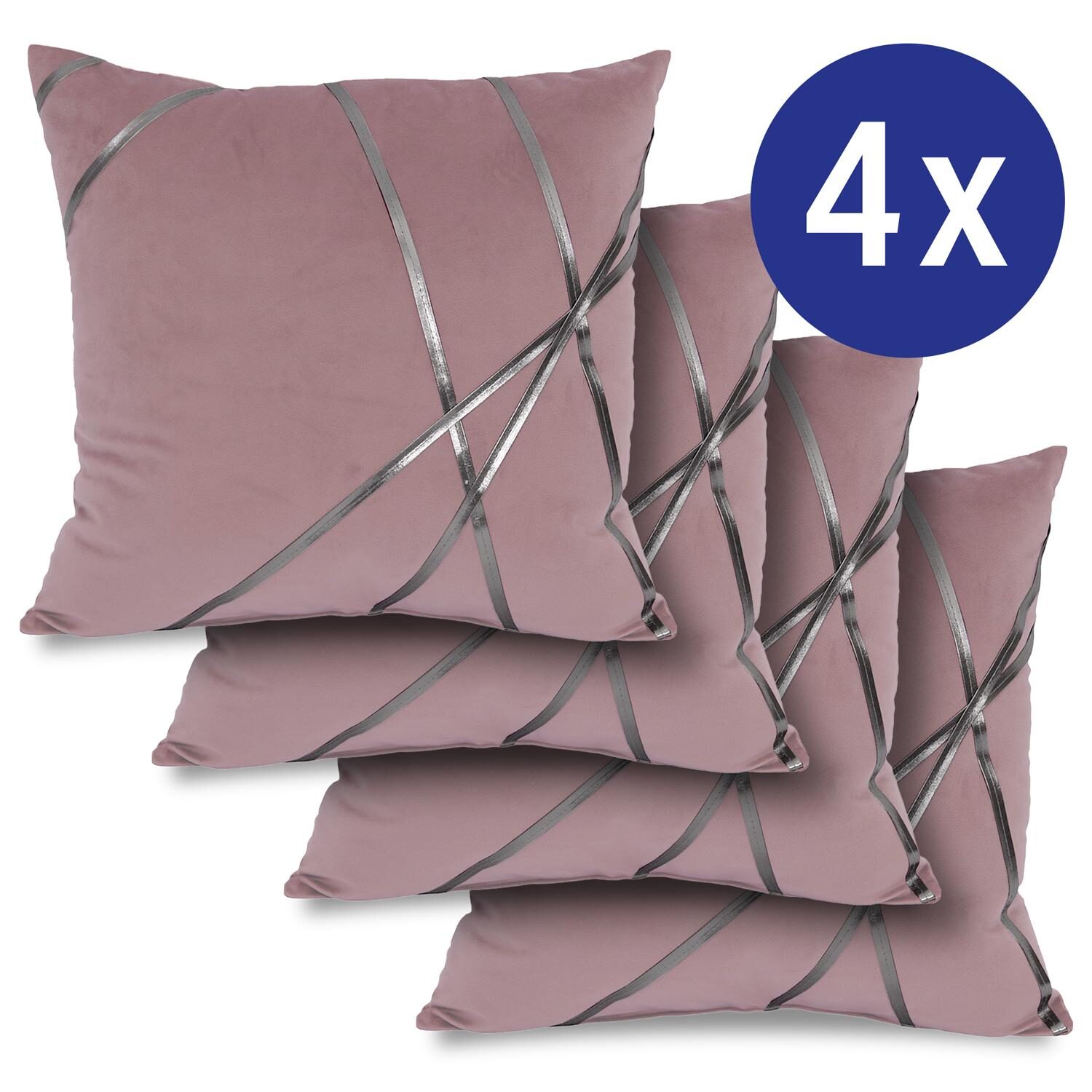 Lote de 4 cojines decorativos rosé 45 x 45 cm Lote de 4 cojines decorativos rosé 45 x 45 cm