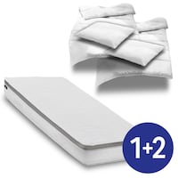 Colchón ergonómico de muelles ensacados de 7 zonas Sleezzz Diamond T1000, 180 x 200 cm, altura 23 cm, grado de firmeza H2/H3, 1000 muelles/2 m² + 2 juegos de cama de microfibra CloudComfort Basic de 135 x 200 cm + 80 x 80 cm