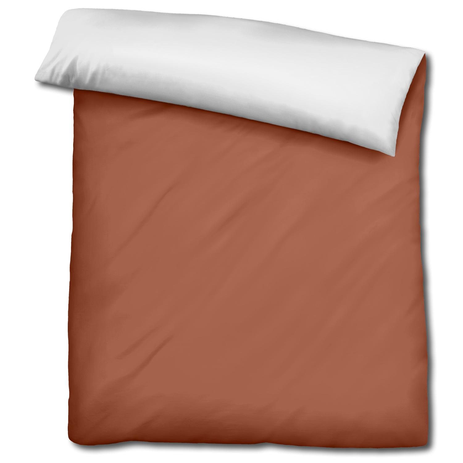 Double pack Sleezzz® Renforcé reversible bed linen brown/white 135 x 200 + 80 x 80 cm