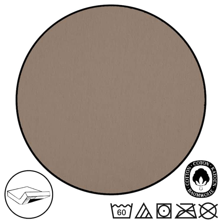 Sábana bajera elástica CloudComfort Basic de jersey elástico, color topo, 90 x 190 - 100 x 200 cm