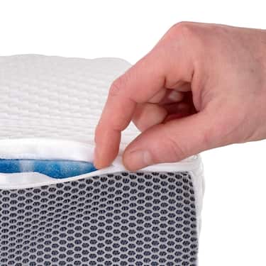Colchón viscoelástico de 7 zonas Sleezzz Smart 140 x 190 cm, altura 18 cm, nivel de firmeza H3 con espuma viscoelástica con memoria de aire + almohada de gel Sleezzz® Premium