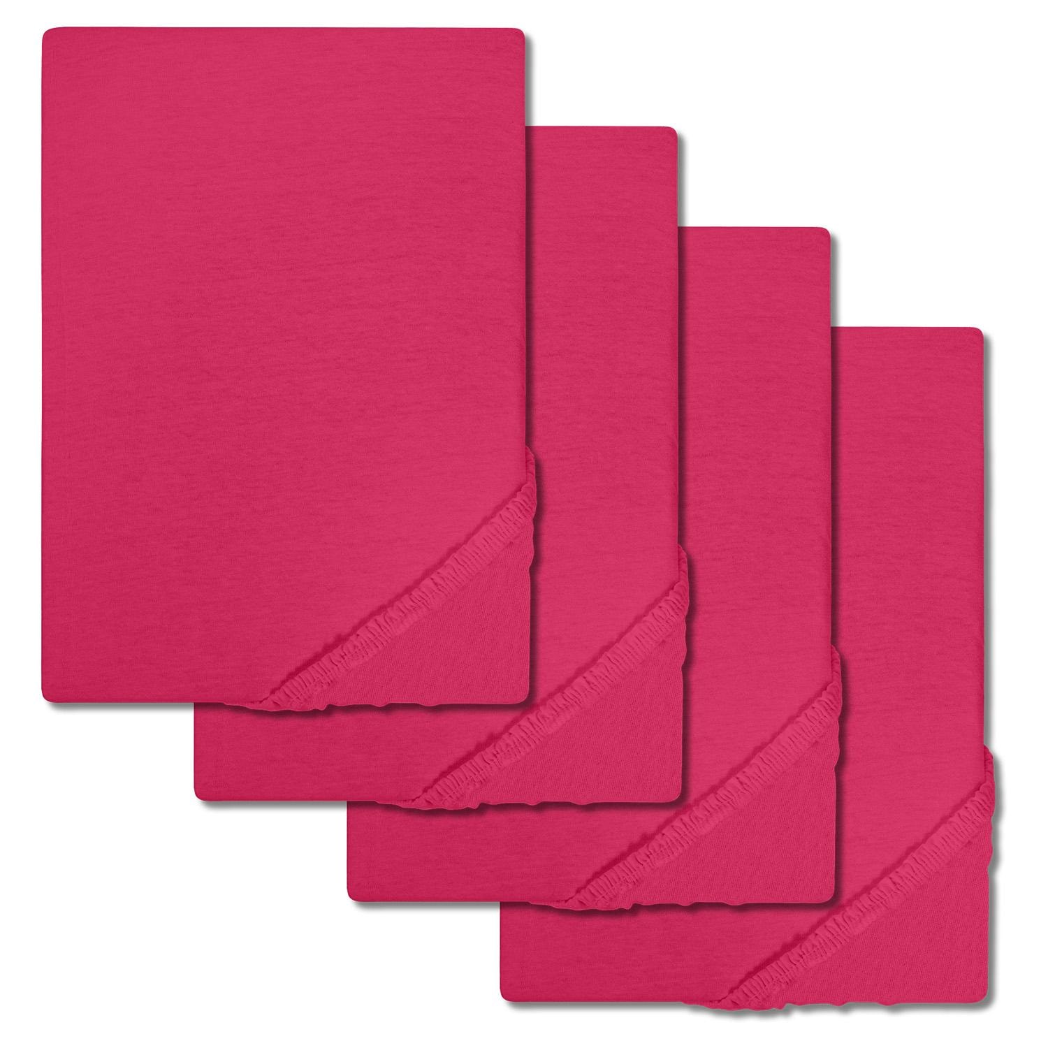Setex Fine Beaver Fitted Sheet, Pink, 90 x 200 cm, Set of 4