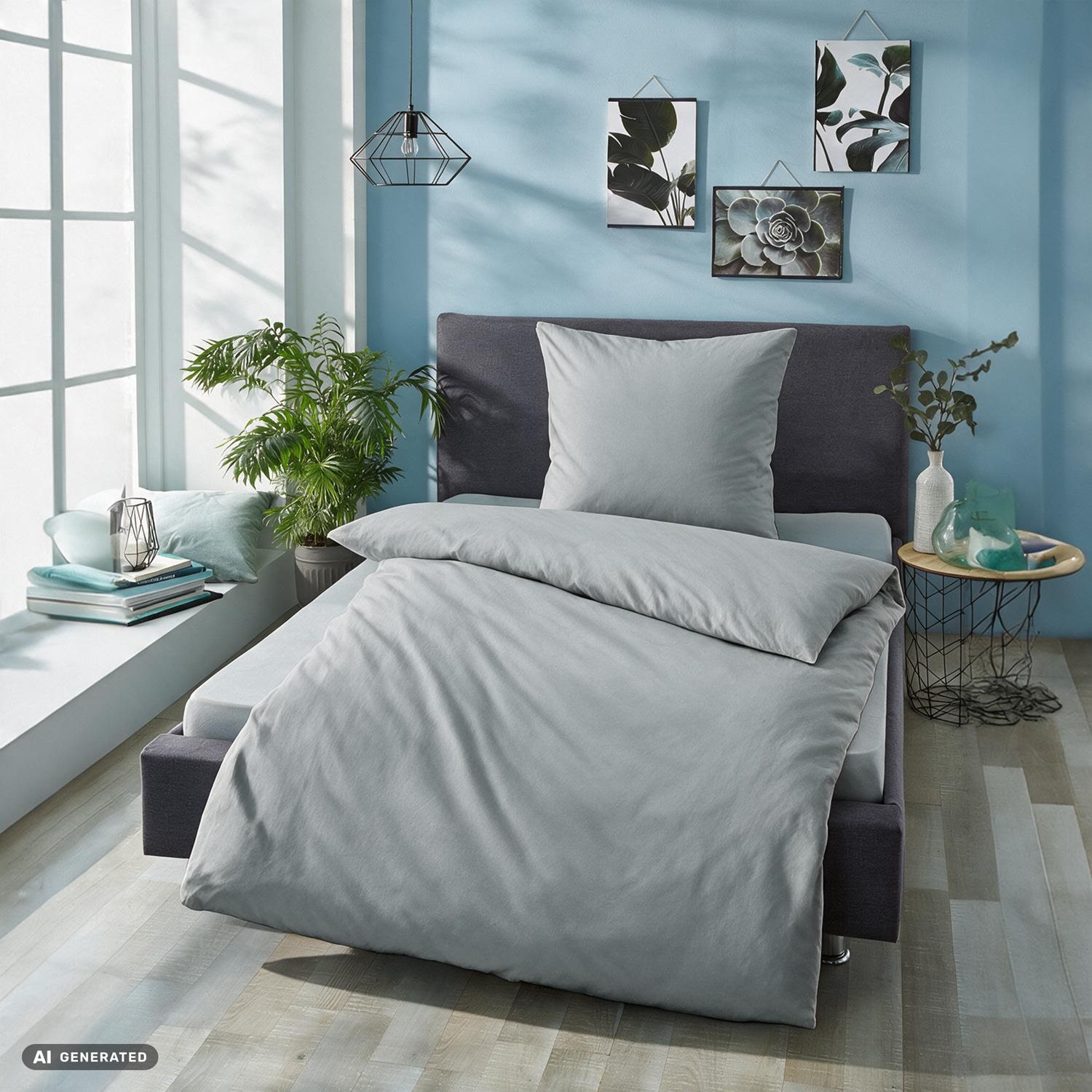 Juego de cama Cloud Comfort de satén Mako, 135 x 200 cm + 80 x 80 cm, gris