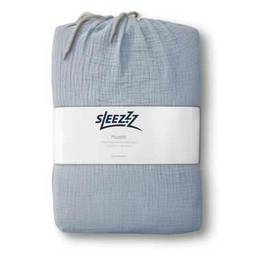 Paquete doble de ropa de cama de muselina Sleezzz® azul 135 x 200 cm + 80 x 80 cm