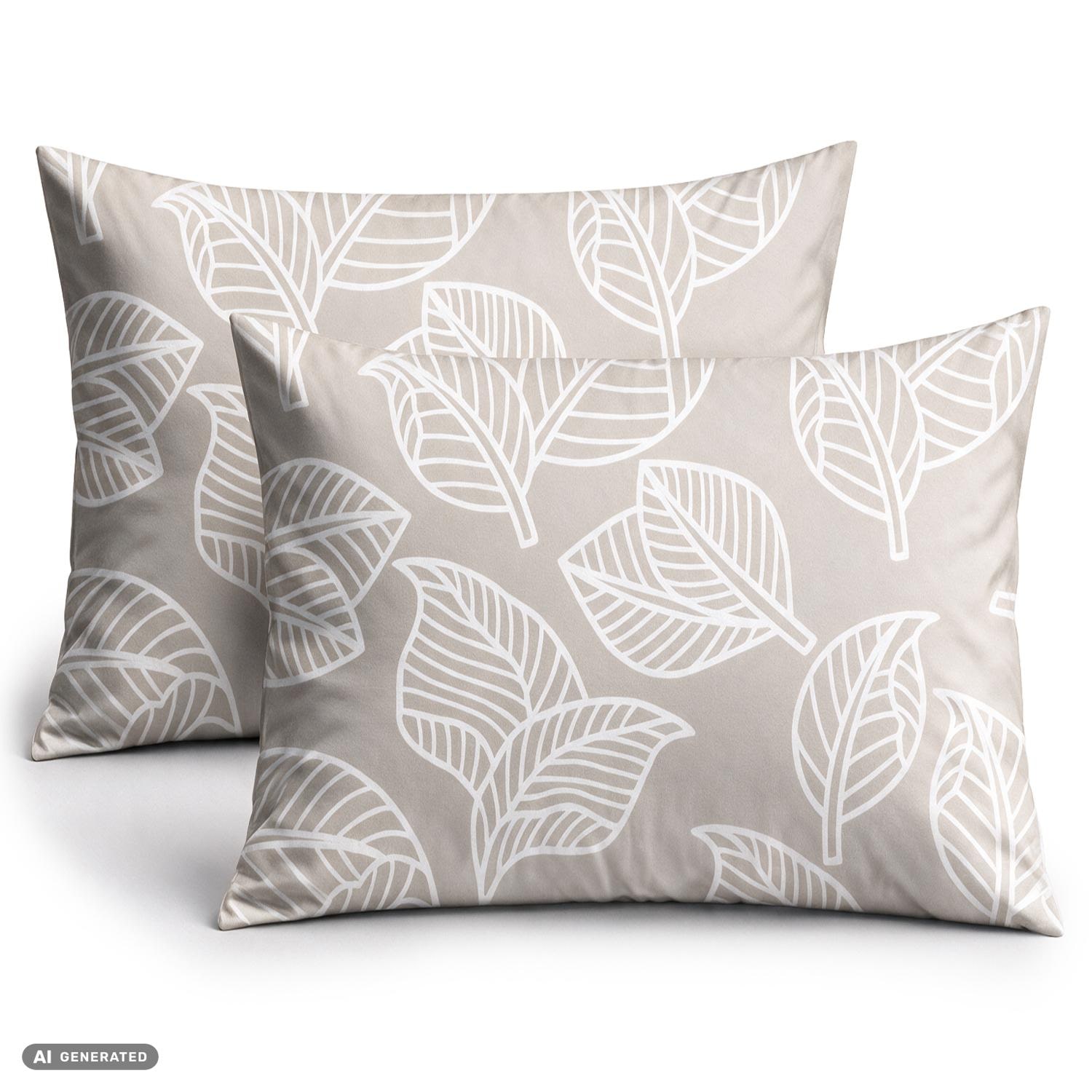 Juego de 2 fundas de almohada de algodón CloudComfort Basic, color topo, 70 x 90 cm