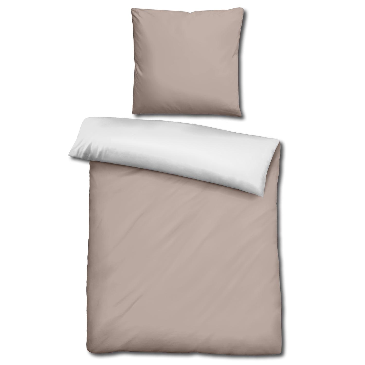 Sleezzz® Renforcé reversible bed linen beige/white 135 x 200 + 80 x 80 cm