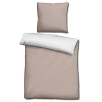 Sleezzz® Renforcé reversible bed linen beige/white 135 x 200 + 80 x 80 cm