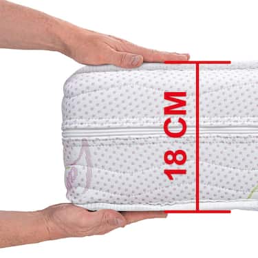 Colchón ergonómico de espuma fría Supportho Lavanda 90 x 200 cm, altura 18 cm, nivel de firmeza H2/H3 + sobrecolchón 90 x 200 cm
