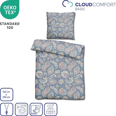 Confezione doppia CloudComfort Basic biancheria da letto in microfibra paisley 155 x 220 + 80 x 80 cm