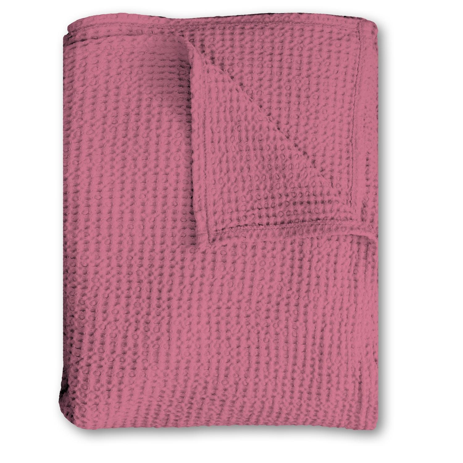 Manta piqué gofre algodón rosa 75 x 120 cm