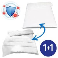 Edredón de microfibra para todas las estaciones de 135 x 200 cm, peso del relleno: aprox. 700 g, extraligero + funda nórdica Setex para alérgicos, funda de 135 x 200 cm
