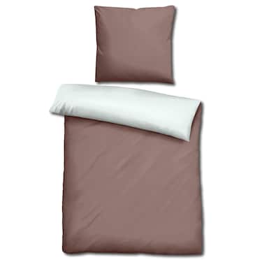 Sleezzz® Renforcé reversible bed linen light brown/white 135 x 200 + 80 x 80 cm