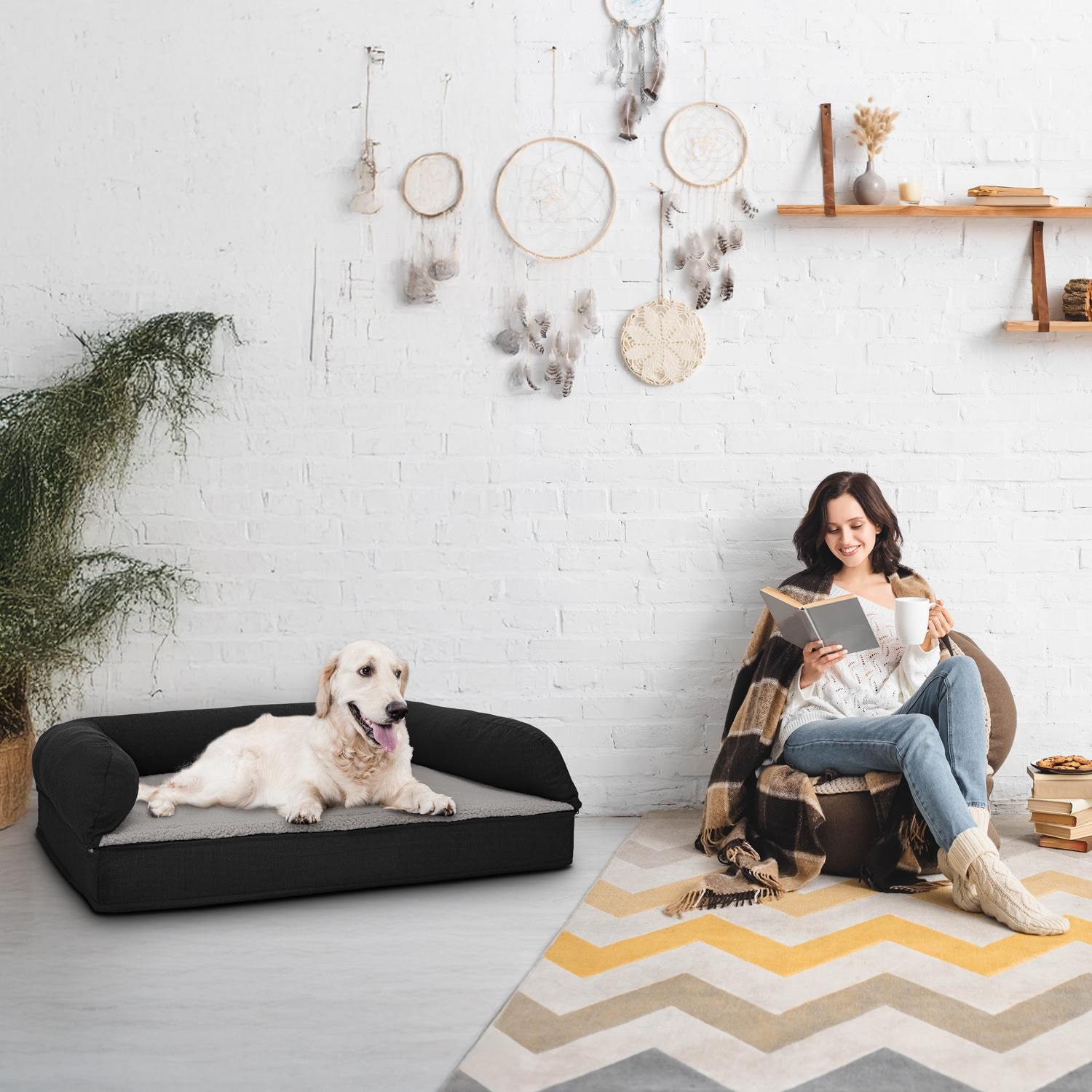 80 x 55 x 23 cm cama ortopédica para perros con respaldo tamaño M