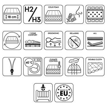 Colchón ergonómico de espuma fría Supportho Lavanda 90 x 200 cm, altura 18 cm, nivel de firmeza H2/H3