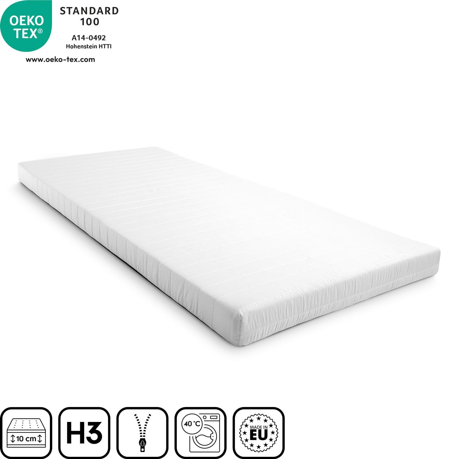 Comfort foam mattress K10 90 x 200 cm, height 10 cm, firmness level H3 + CloudComfort Basic microfiber bed set 135 x 200 cm + 80 x 80 cm