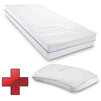 Ergonomiczny materac z zimnej pianki Supportho Premium 80 x 200 cm, wysokość 18 cm, poziom twardości H2/H3 + wiskoelastyczna poduszka komfortowa Supportho 40 x 80 cm