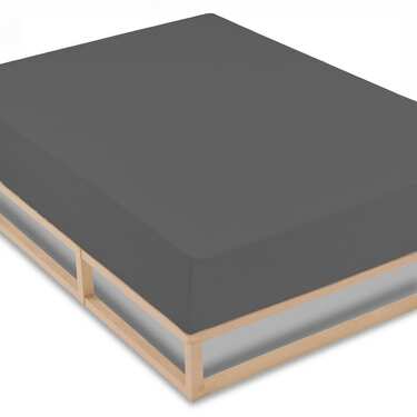 4 kpl jersey-lakanoita tummanharmaa 90 x 190 - 100 x 200 cm 100 % luomupuuvillaa.