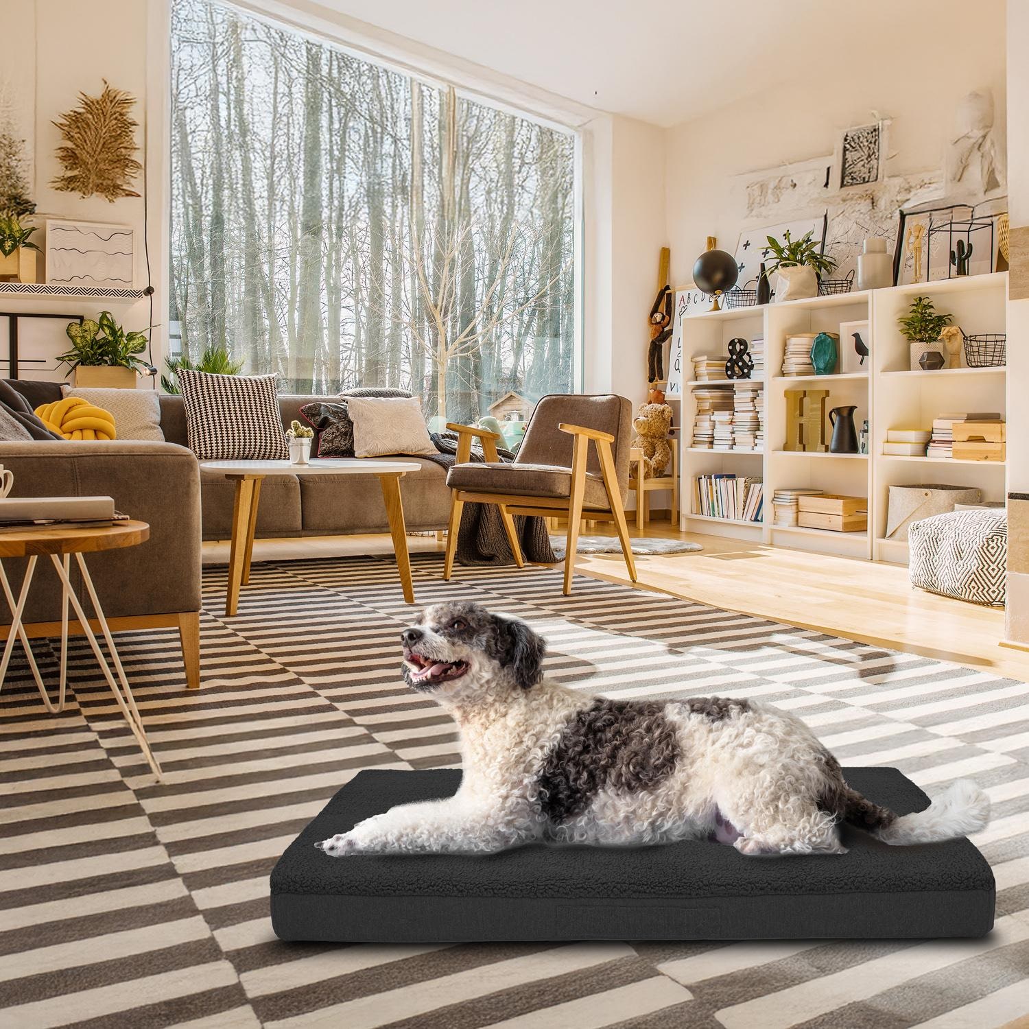120 x 75 x 10 cm Cojín ortopédico para perros Petzzz talla XL color negro