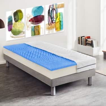 Colchón viscoelástico de 7 zonas Sleezzz Smart 90 x 200 cm, altura 18 cm, nivel de firmeza H3 con espuma viscoelástica con memoria de aire + almohada de gel CloudComfort Basic 40x80 cm
