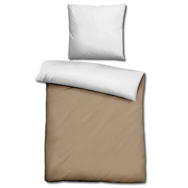 Double pack Sleezzz® Renforcé reversible bed linen mocha/white 135 x 200 + 80 x 80 cm