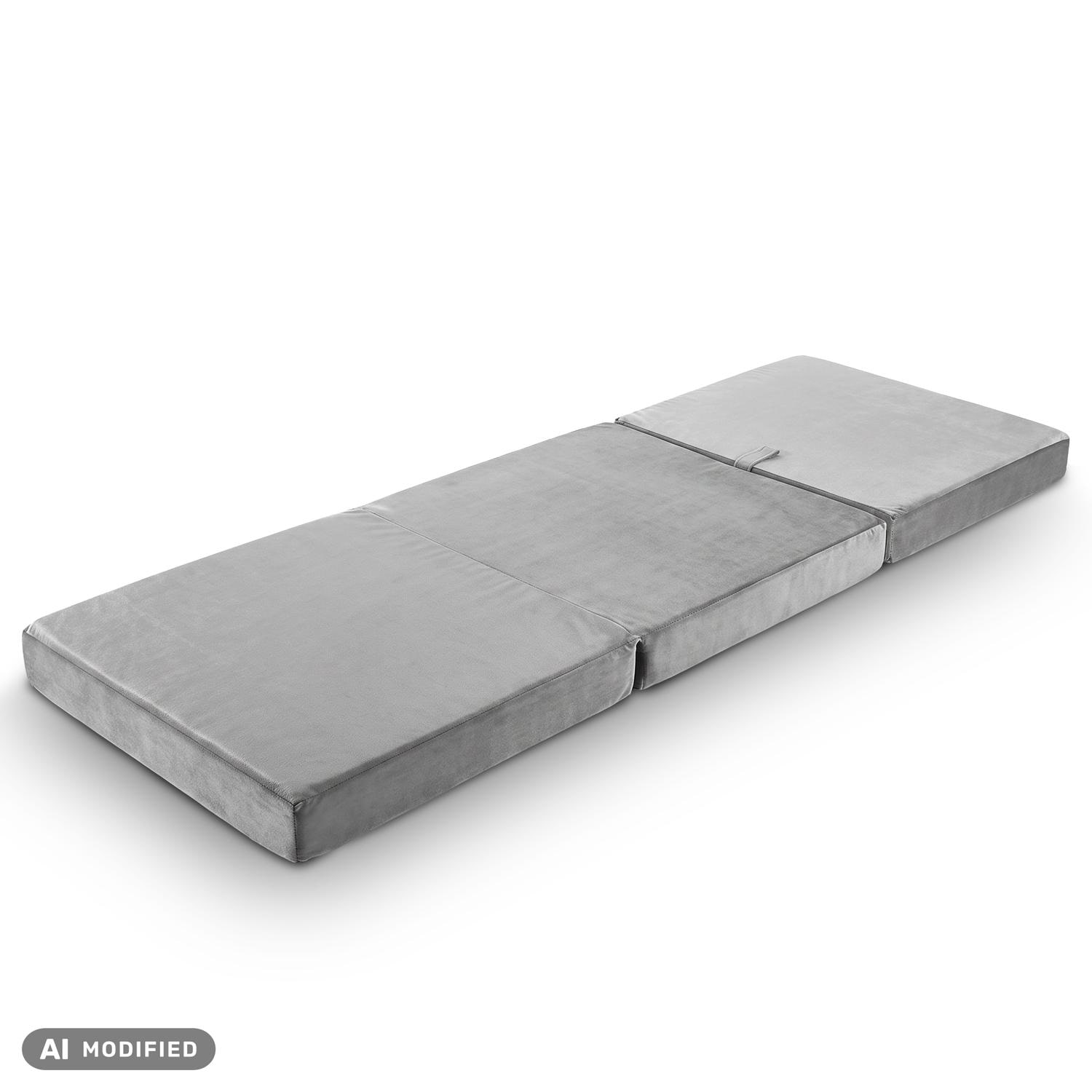 Colchón plegable CloudComfort Premium, 70 x 195 cm, color plata, 10 cm de grosor, tapizado con tela de tapicería