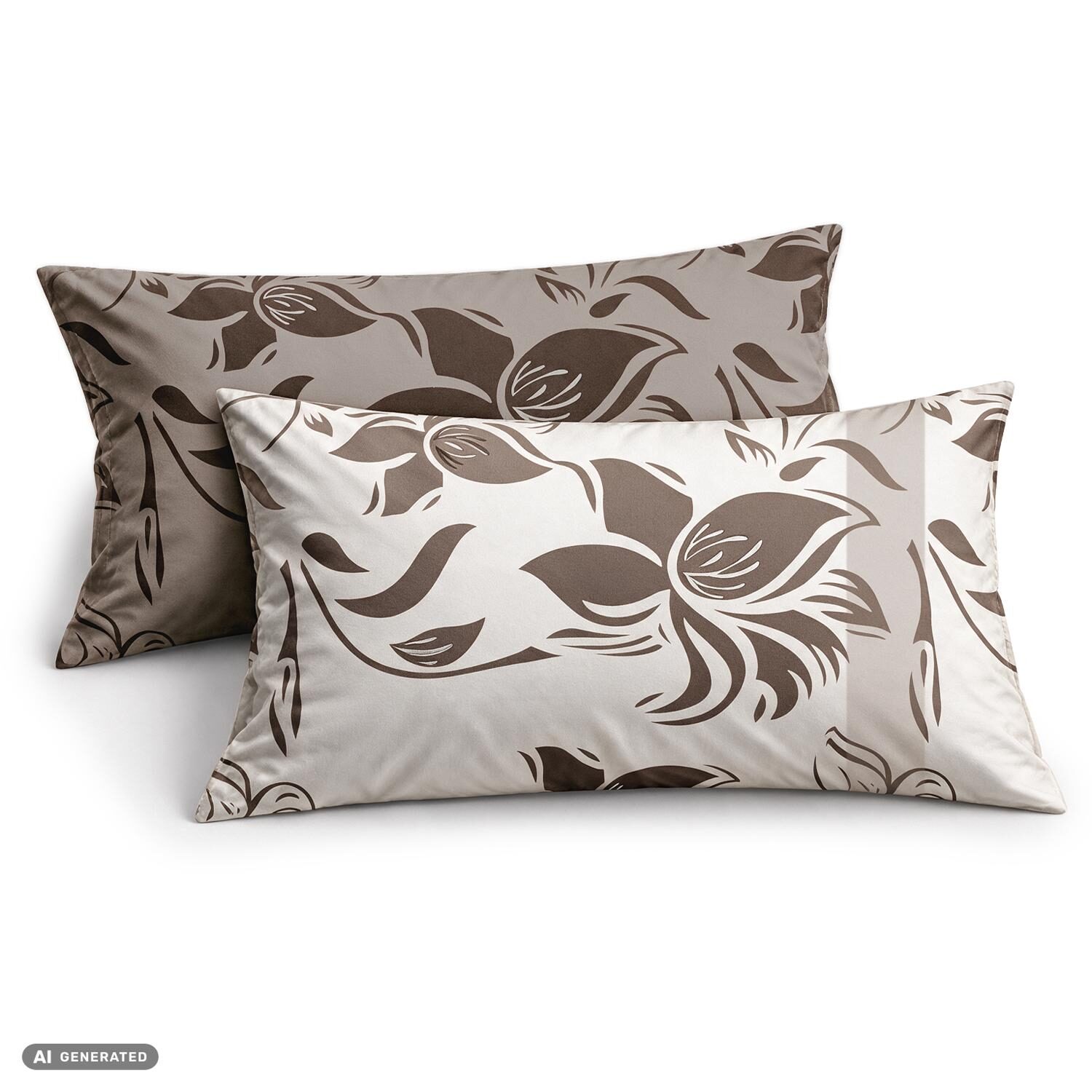 Funda de almohada de algodón CloudComfort Basic, color topo/blanco, juego de 2 unidades, 40 x 80 cm