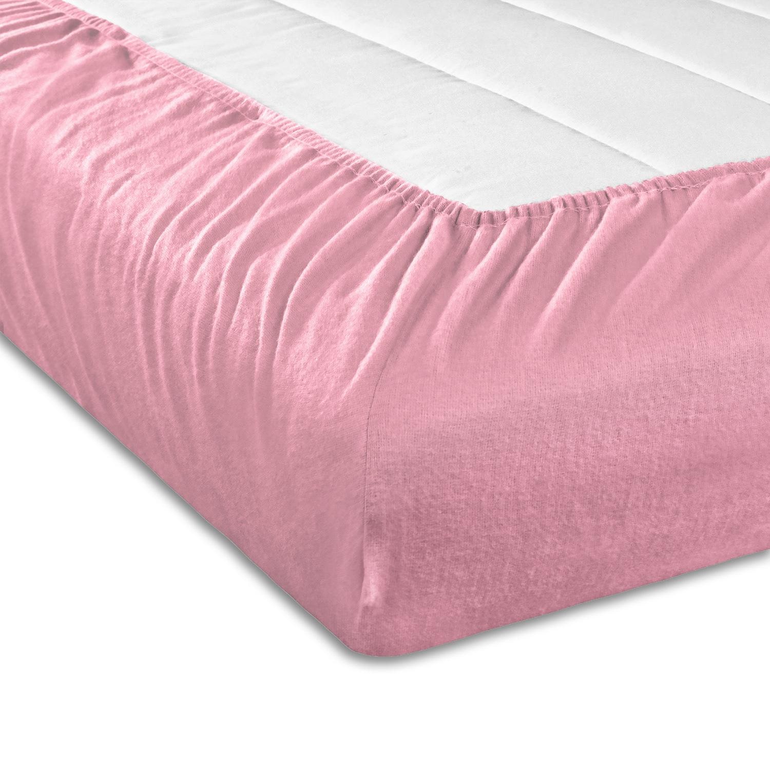 Zestaw 4 prześcieradeł z gumką Setex Molton twill, różowe, 90 x 200 cm