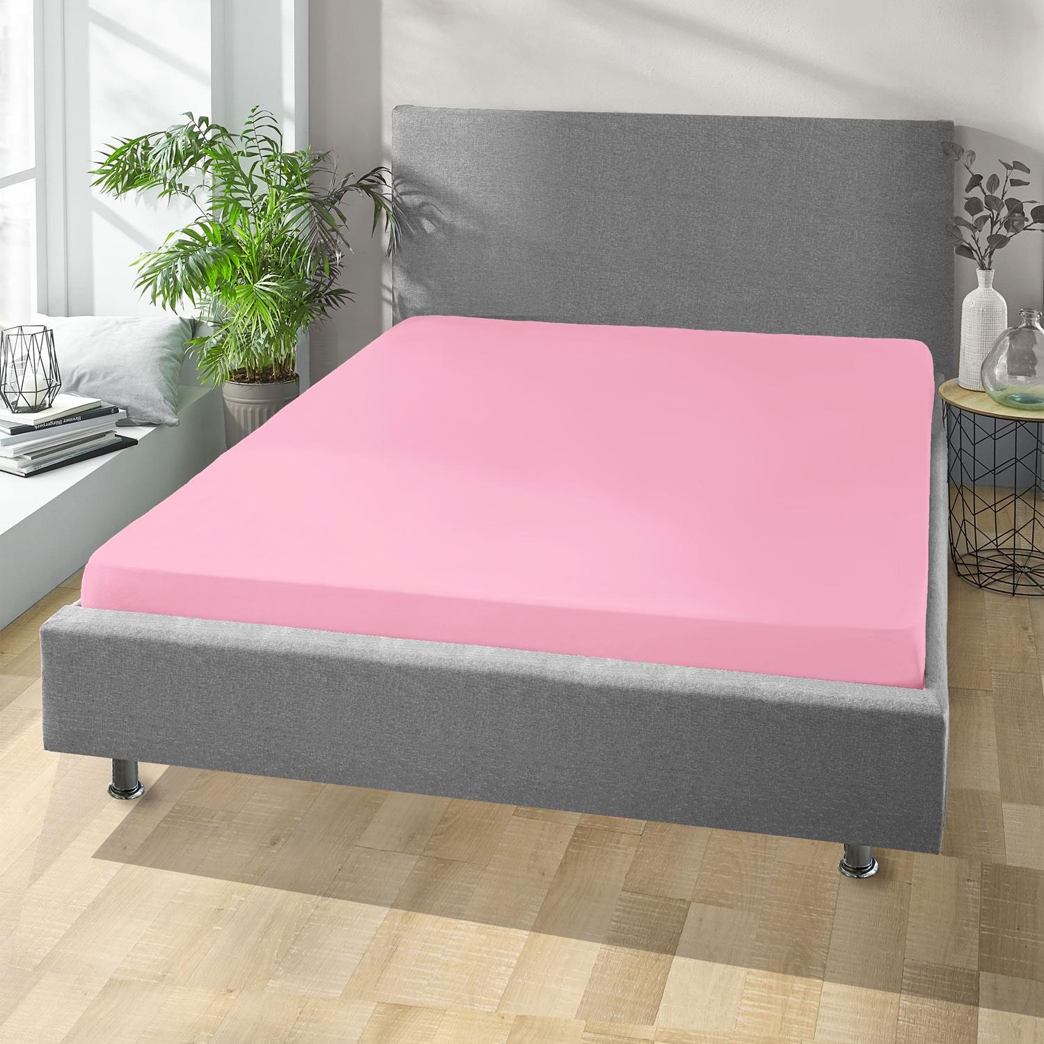 Zestaw 4 prześcieradeł z gumką Setex Molton twill, różowe, 90 x 200 cm