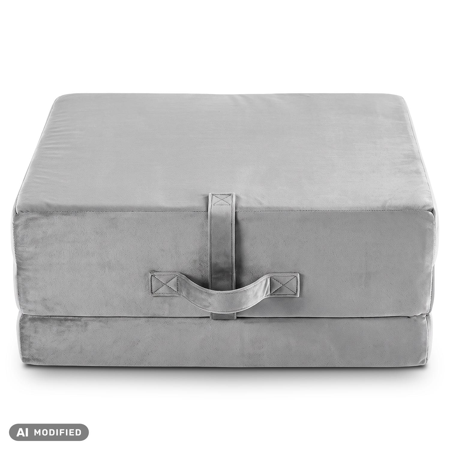 Colchón plegable CloudComfort Premium, 70 x 195 cm, color plata, 10 cm de grosor, tapizado con tela de tapicería