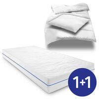Colchón ergonómico 90x200 cm Supportho Premium de 7 zonas, altura 18 cm, nivel de firmeza H2/H3 + juego de cama de microfibra CloudComfort Basic 135 x 200 cm + 80 x 80 cm
